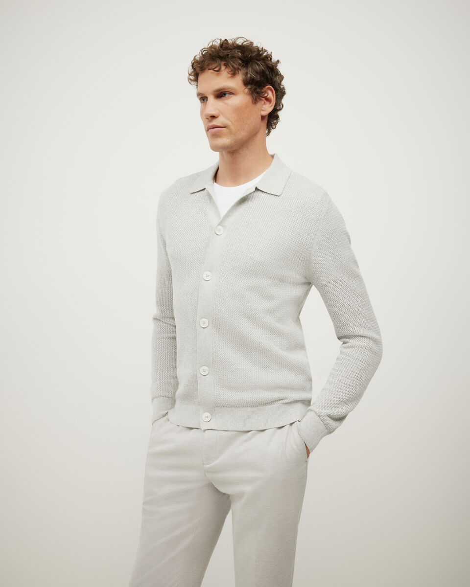 Blake Button Down Long Sleeve Knit, Grey Marle, hi-res